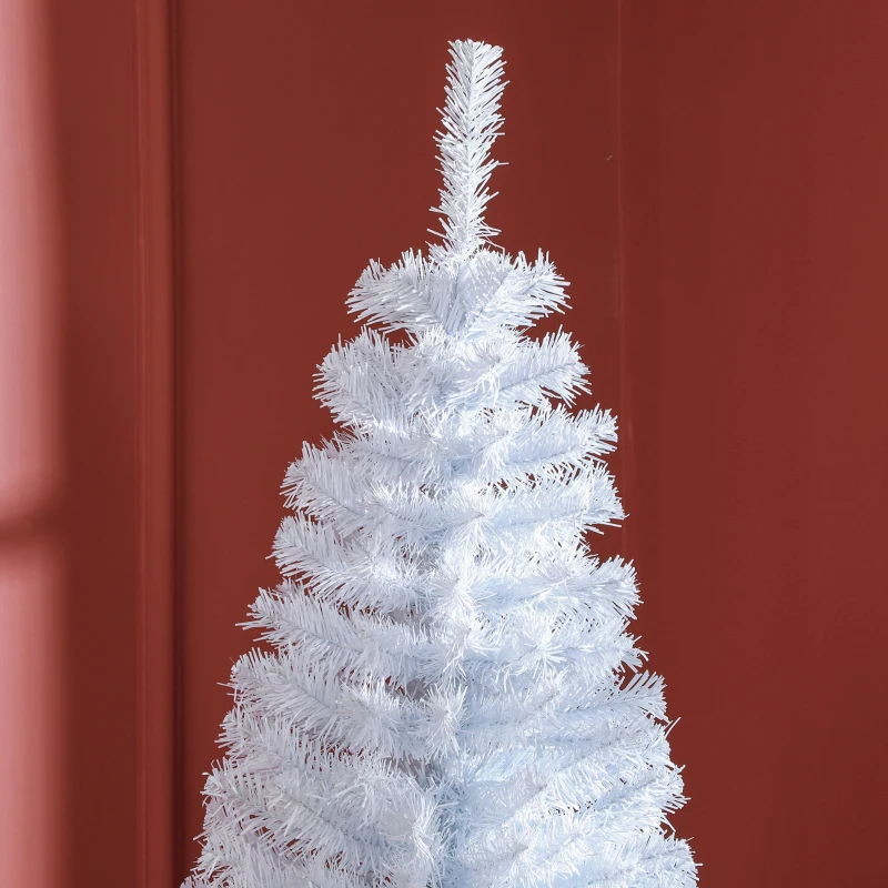 HOMCOM 7 FT Artificial Christmas Tree Pencil Xmas Tree with Stand, 818 Tips, Holiday Home Indoor Decoration for Party, White