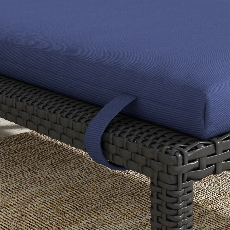 Outsunny Patio Chaise Lounge Chair Cushion Replacement Sun Lounger Pads with Headrest and Ties, Dark Blue