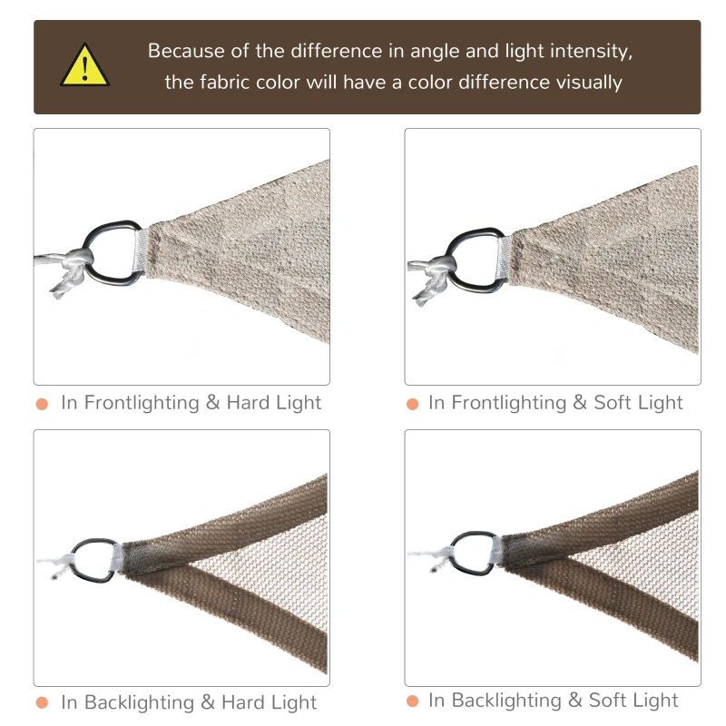 Outsunny 16' x 20' Sun Shade Sail Canopy Outdoor Shade Sail Cloth for Patio Deck Yard with D-Rings and Rope Included, Light Brown