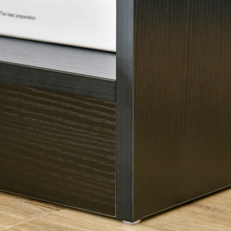 HOMCOM Modern Side Table with Drawer and Storage Shelf, End Table for Living Room, Black Wood Grain