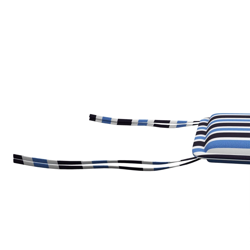 Outsunny 2-Piece Seat Cushion Replacement, Outdoor Patio Chair Cushions Set with Ties, Button Tufted, Blue White Strip