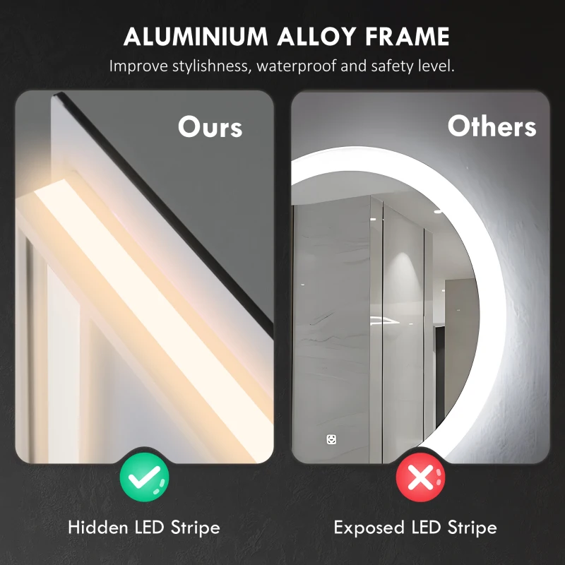 HOMCOM Dimmable Bathroom Mirror with Lights, 39" x 32" Backlit LED Mirror w/ Anti-Fog, Memory & Infinite Color Temperature