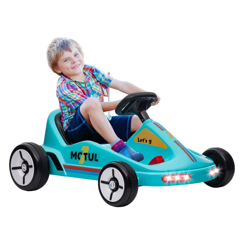 Qaba 6V Electric Go Kart for Aged 3-5 Kids with Music, Light, Horn, Blue