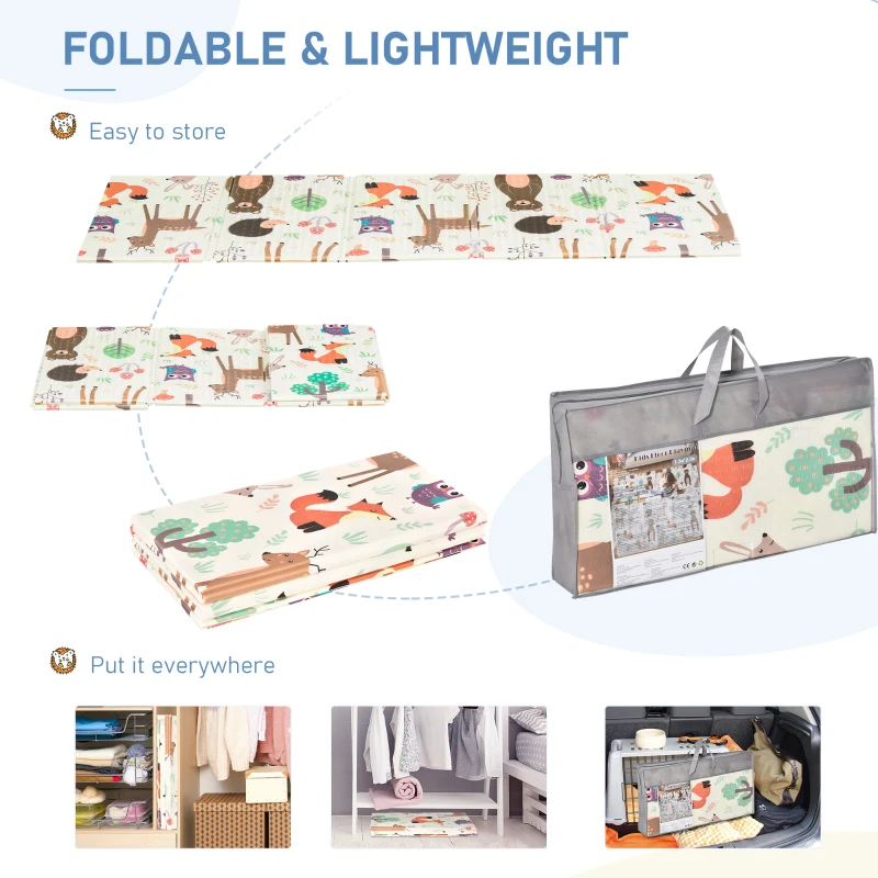 Qaba Foldable Baby Play Mat, Made With Comfortable Foam, Water-proof Surface, and Foldable Design, 78.75"L x 59"W x 0.4"T