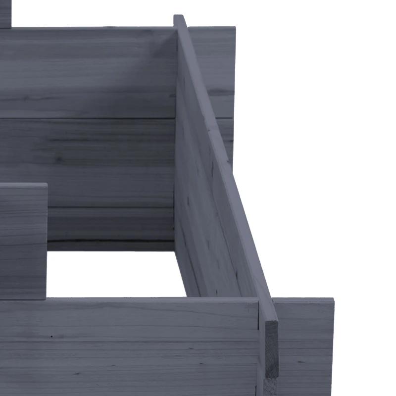 Outsunny 3-Tier Wood Raised Garden Bed, Elevated Planting Box, Outdoor Vegetable Flower Container, Herb Garden Indoor Kit, Gray