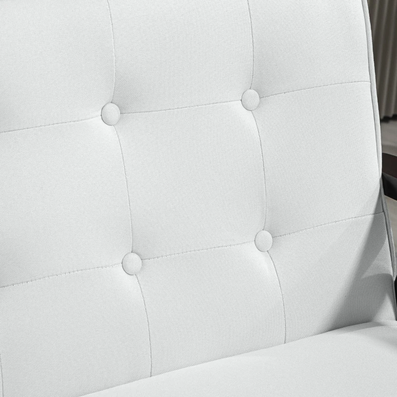 HOMCOM 44.5" 2 Seat Sofa for Bedroom, Modern Upholstered Loveseat with Button Tufted Back and Wood Legs, Cream White