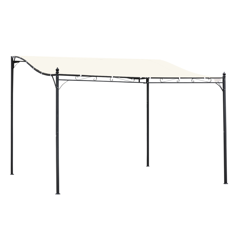 Outsunny 10' x 13' Outdoor Pergola Gazebo, Steel Patio Canopy with Weather-Resistant Fabric and Drainage Holes, Cream White