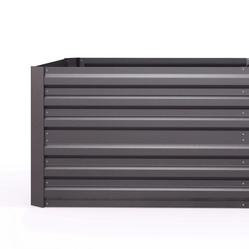Outsunny Galvanized Raised Garden Bed, Steel Outdoor Planters with Reinforced Rods, 71" x 36" x 23", Dark Gray