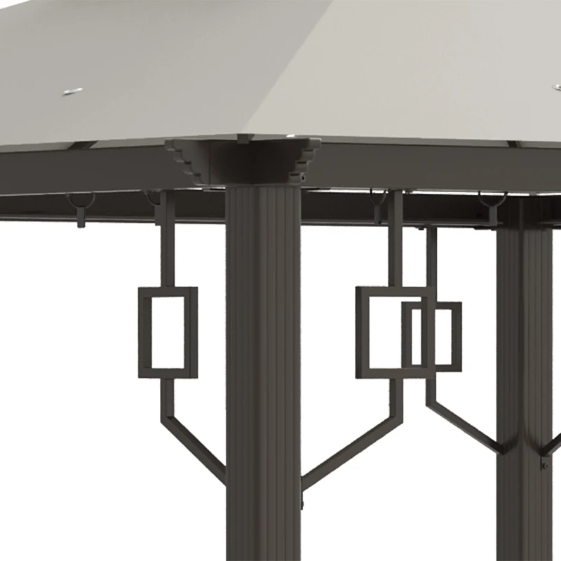 Outsunny 10' x 10' Patio Gazebo, Double Roof Outdoor Gazebo with Privacy Curtains, Mesh Netting, Aluminum Frame Outdoor Canopy Shelter, Cream White