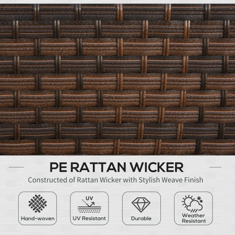 Outsunny 5-Piece PE Rattan Outdoor Patio Armchair Set with 2 Armchairs, 2 Ottomans, Wood Grain Plastic Top Coffee Table Conversation Set, & Metal Frame Build, Mixed Gray