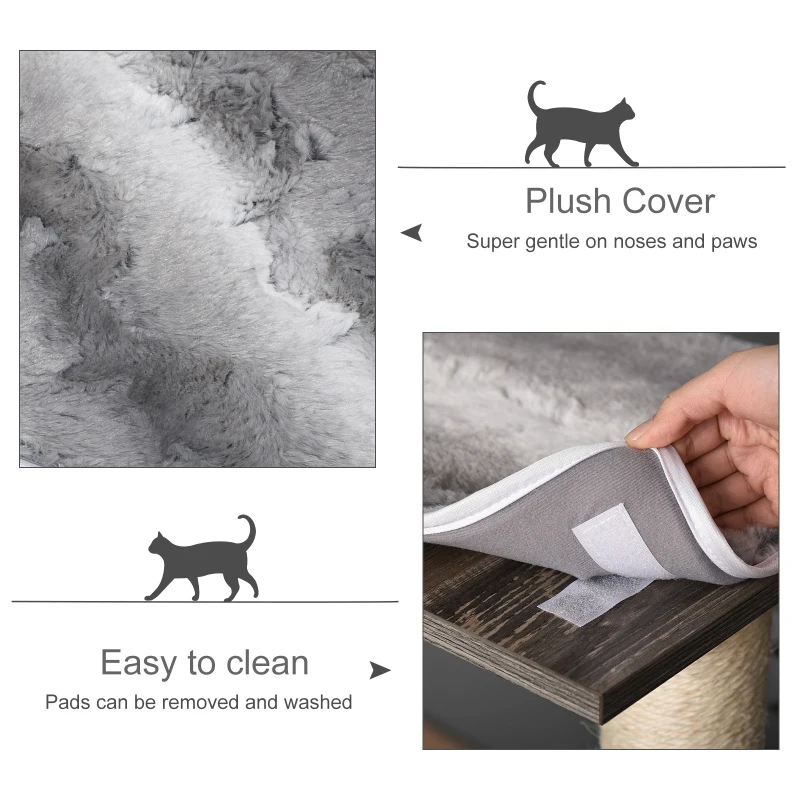 PawHut Cat tree Tower Climbing Kitten Activity Center Furniture with Sisal Scratching Post Tunnel Ladder Perch Hanging Balls 21.25" x 21.25" x 52.25"