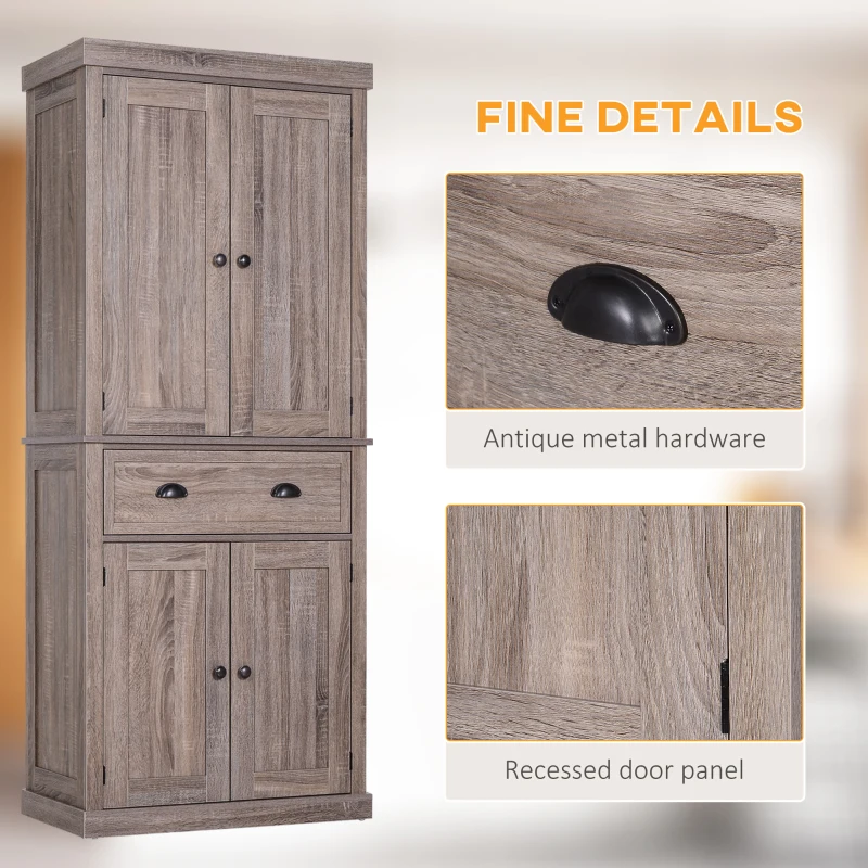 HOMCOM Long Standing Kitchen Cabinet w/ 2 Drawers MDF Board, Wood Grain