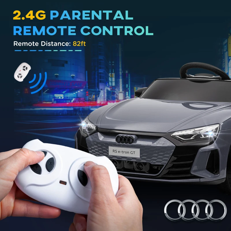 Aosom 12V Licensed Audi RS E-tron GT Kids Ride on Car with Remote Control, Suspension, Horn, Music, Lights, Gray