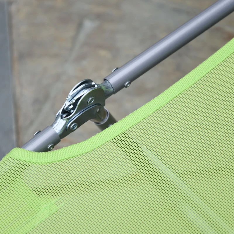 Outsunny Folding Chaise Lounge Pool Chairs, Outdoor Sun Tanning Chairs with Pillow, Reclining Back, Steel Frame & Breathable Mesh for Beach, Yard, Patio,  Green