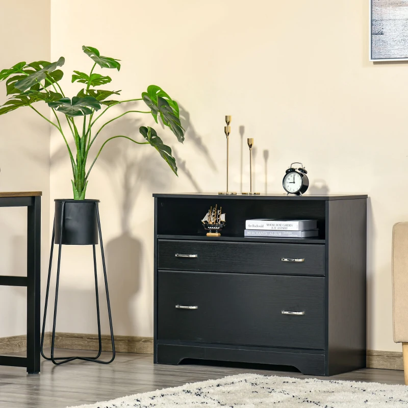 Vinsetto Lateral File Cabinet with 2 Drawers,  Filing Cabinet for Hanging Letter Sized Files, Office Printer Stand, Black