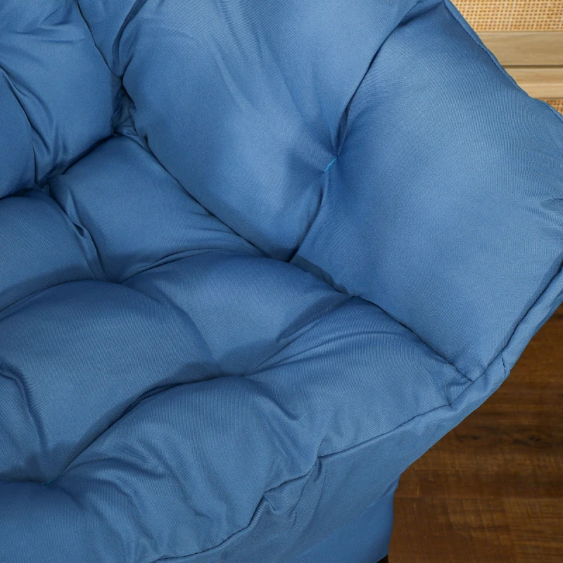 HOMCOM Modern Accent Chair, Armchair with Side Pockets and Solid Steel Legs, Comfy Reading Chair for Living Room, Bedroom, Blue