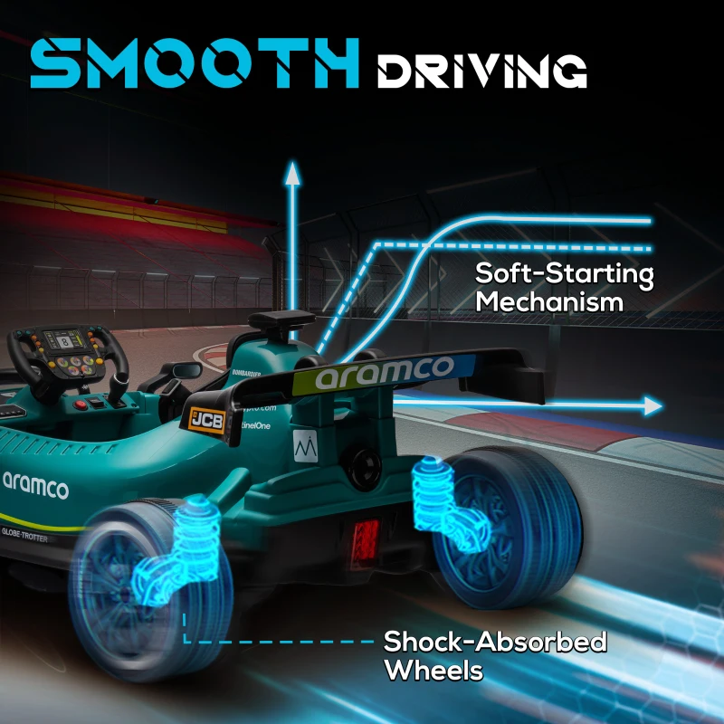 Qaba Aston Martin Licensed 12V Electric Go Kart, Kids Ride on Car with 4 Shock-Absorbing Wheels, Remote Control