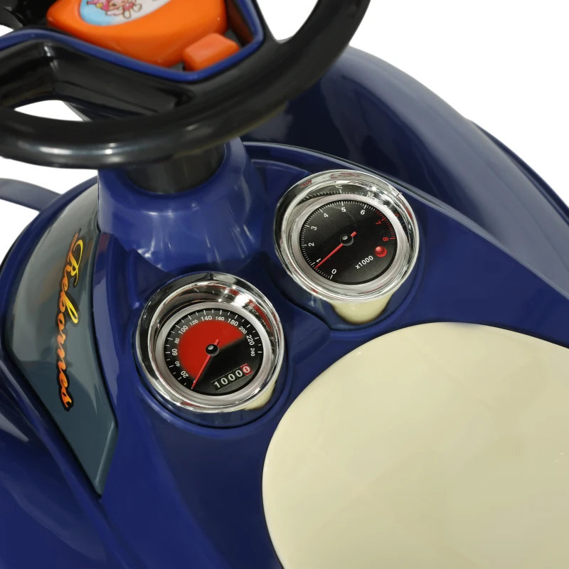 Qaba Baby Push Car with Music, Horn, Light, Dark Blue