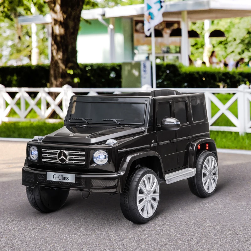 Aosom 12V Mercedes Benz G500 Licensed Kids Electric Car with Remote Control, Headlights, Music, Suspension, Storage, Black(m-2)