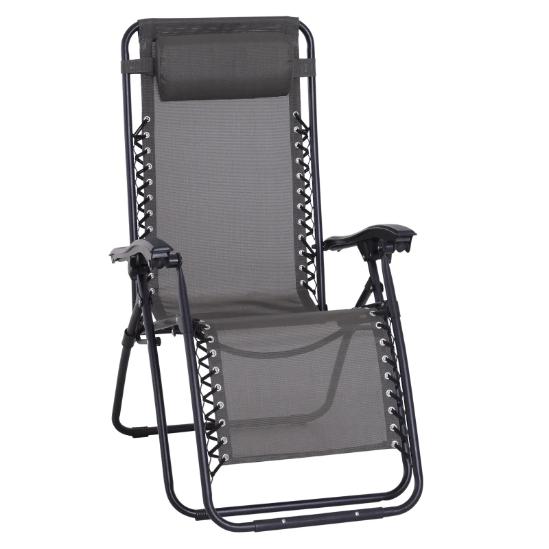 Outsunny Zero Gravity Lounger Adjustable Patio Lounge Chair Foldable Reclining Seat Outdoor Garden Portable Recliner Grey