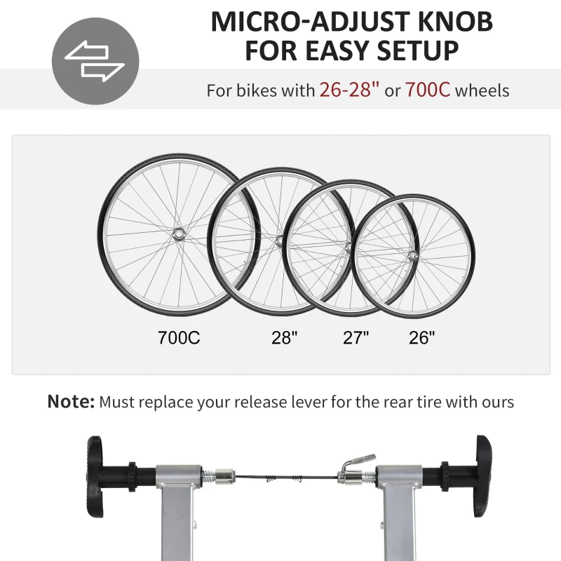 Soozier Bike Trainer Magnetic Bicycle Stand Indoor Exerciser w/ Quick Release Skewer, 5 Levels Resistance Silver