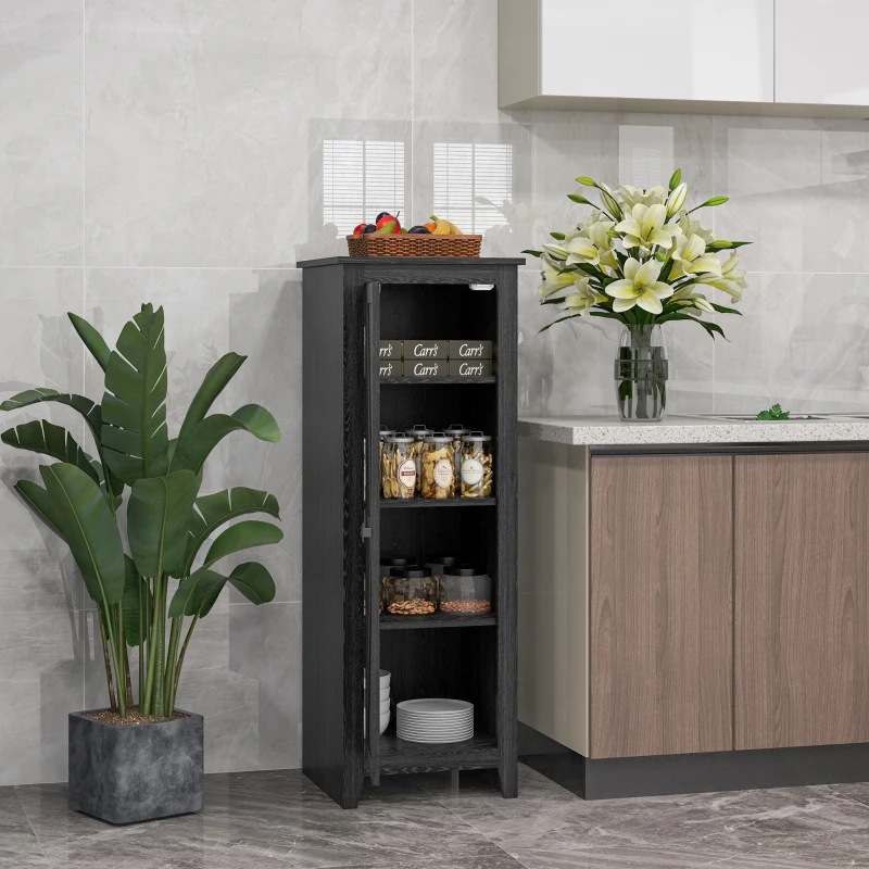 HOMCOM 48" Farmhouse Kitchen Pantry Storage Cabinet with Barn Door, Kitchen Pantry Cabinet with Adjustable Shelves, Black