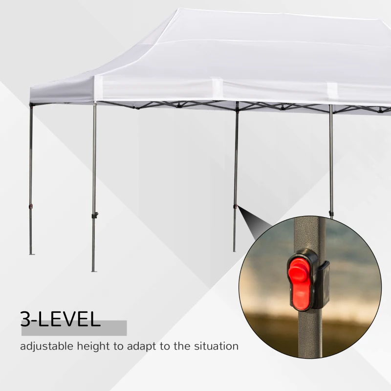 Outsunny 10' x 20' Pop Up Canopy Tent with Sidewalls & Doors, Instant Tents for Parties with Wheeled Carry Bag, Height Adjustable, for Outdoor, Garden, Patio, White