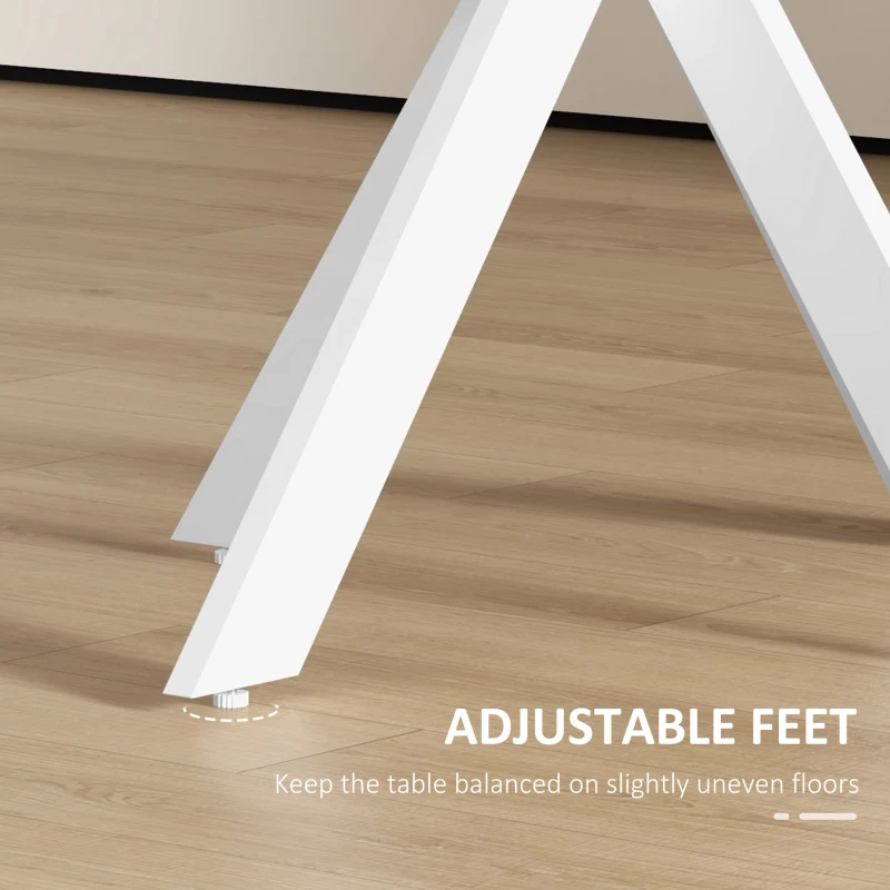 HOMCOM 29" Dining Table, Contemporary Round Kitchen Table with Steel Legs, White