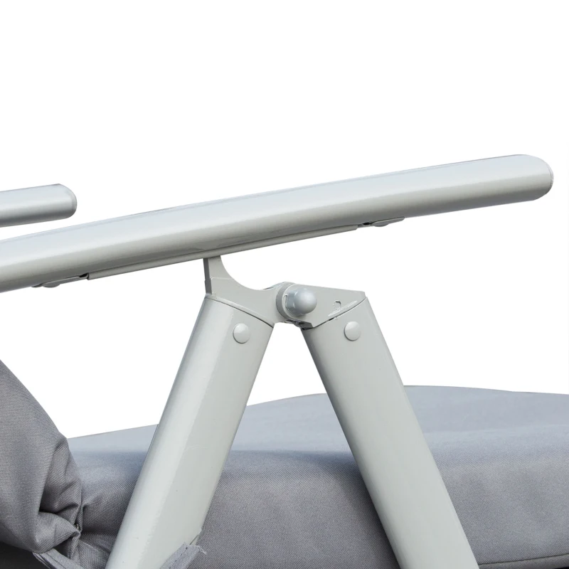 Outsunny Outdoor Folding Chaise Lounge Chair Recliner with Portable Design, Adjustable Backrest, Cushion and Headrest, Grey