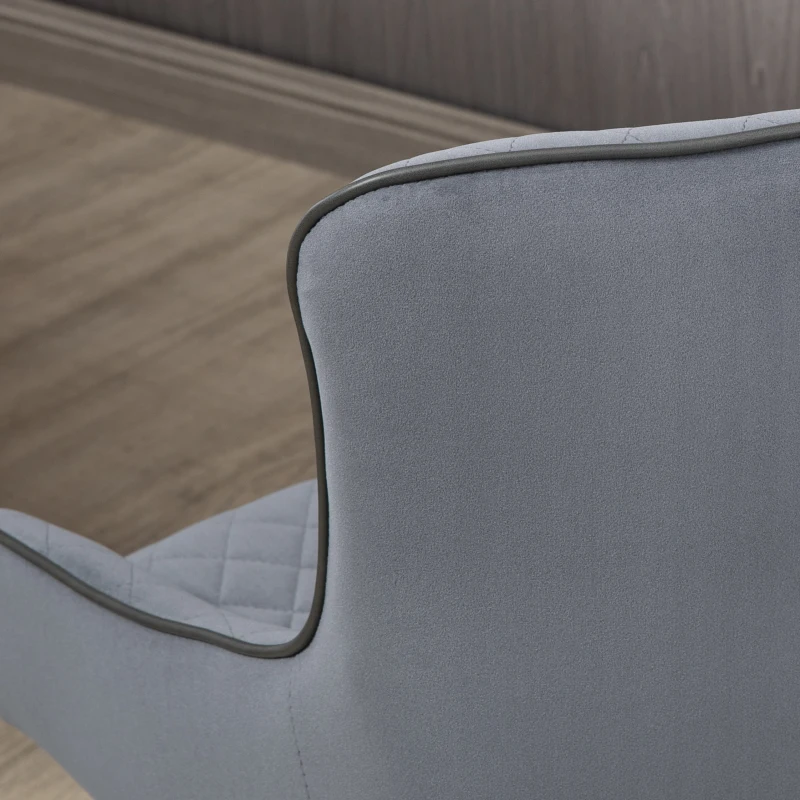 HOMCOM Dining Chairs Set of 2, Modern Wingback Kitchen Chairs with Velvet Fabric Upholstery, Tufted, Steel Legs, Accent Arm Chairs for Living Room, Dining Room, Bedroom, Grey