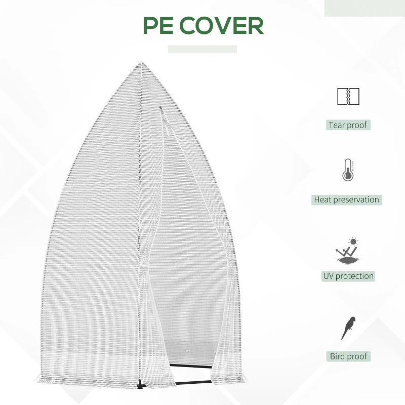 Outsunny 55" x 55" x 71" PE Greenhouse, Portable Tomato Hot House for Plants with Zippered Door for Outdoor Garden, or Patio, White