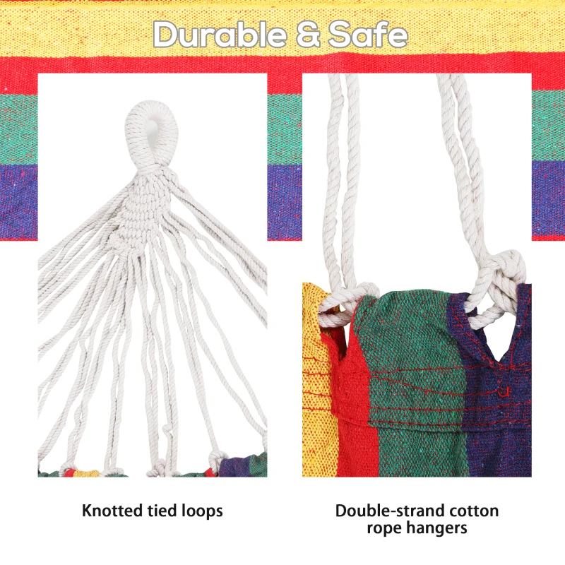 Outsunny 83"x59" Outdoor Hammock Bed Swing Chair, Patio Lounge Garden Camping Hiking Travel Hammock Only for Backyard, Garden, Mixed-red