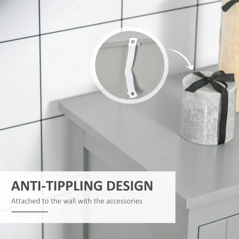 kleankin Modern Bathroom Floor Cabinet, Free Standing Linen Cabinet, Storage with 3 Tier Adjustable Shelves, Grey