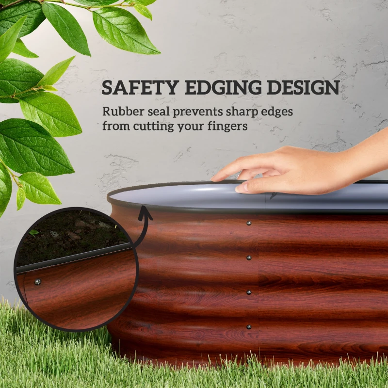 Outsunny 7.9' x 2' x 1.4' Galvanized Raised Garden Bed Kit, Metal Planter Box with Safety Edging, Brown