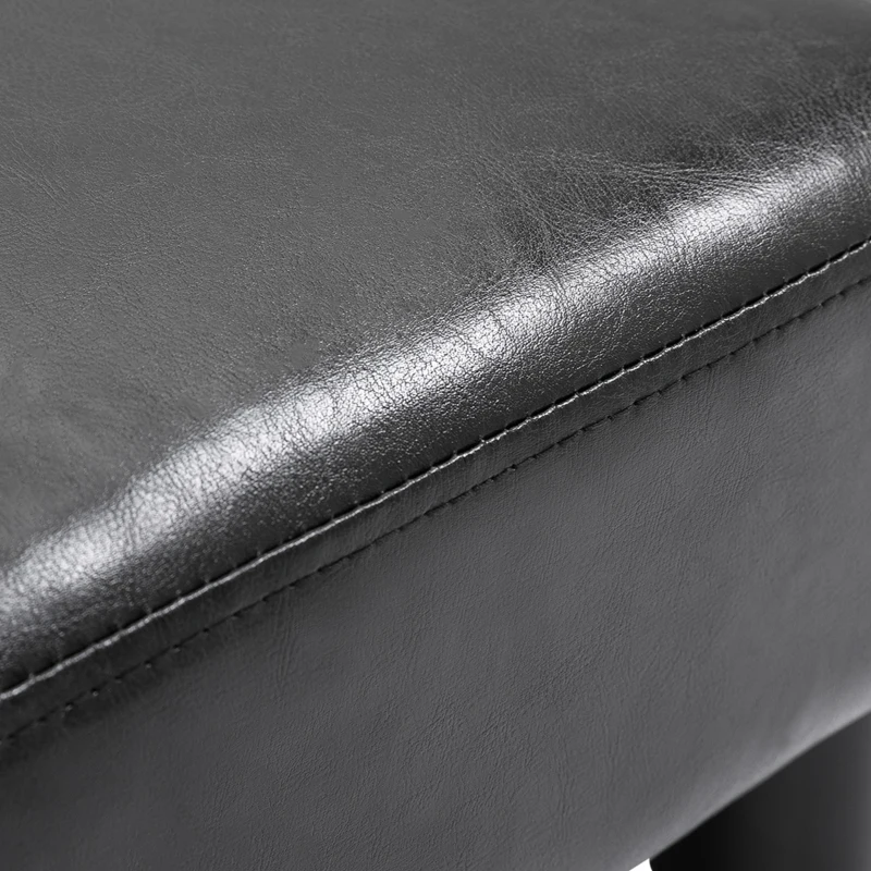 HOMCOM Ottoman Foot Rest, Small Foot Stool with Faux Leather Upholstery, Rectangular Ottoman Footrest with Padded Foam Seat and Plastic Legs, Bright Black