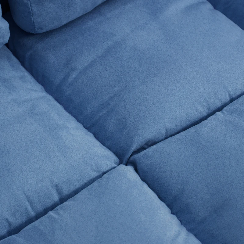 HOMCOM Convertible Recliner Sofa, Folding Floor Sofa Chair with Adjustable Backrest and Headrest, Blue