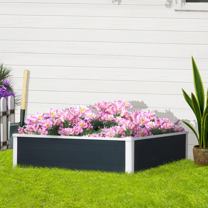 Outsunny 47" x 35" x 12" Raised Garden Bed, Planter Box, Above Ground Garden for Flowers, Herb, Vegetables, Dark Grey