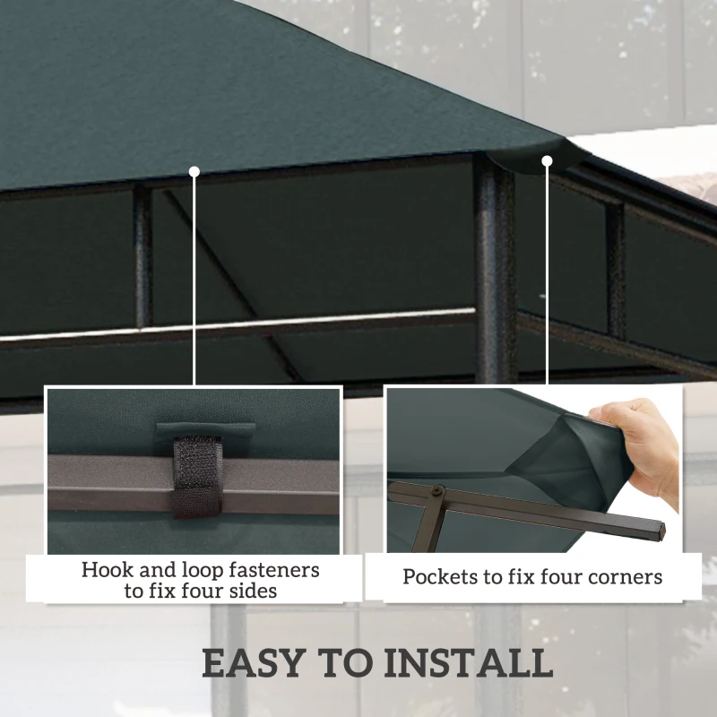 Outsunny 10' x 10' Square Gazebo Canopy Replacement UV Protected Top Cover Sun Shade Grey