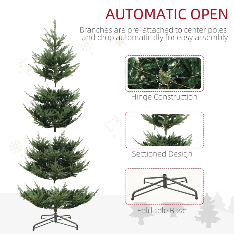HOMCOM 9 ft Artificial Christmas Tree, Prelit Christmas Tree with 300 LED Lights, 1939 Branch Tips and Wide Metal Base, Green
