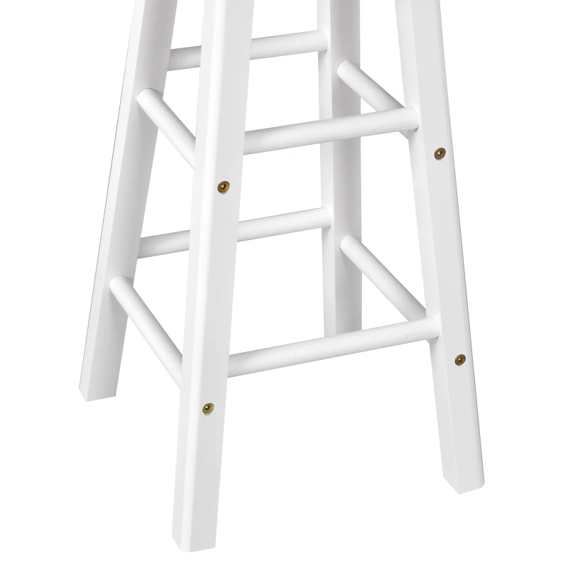 HOMCOM Kitchen Trolley 3 Piece Kitchen Cart Set Drop Leaf Breakfast Table and 2 Stools w/ Rolling Wheels & Towel Bars, Wood & White