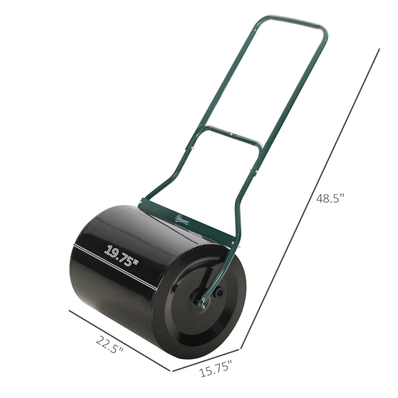 Outsunny 20-Inch Push/Tow Behind Lawn Roller Filled with 16 Gal Water or Sand, Perfect for Flattening Sod in the Garden