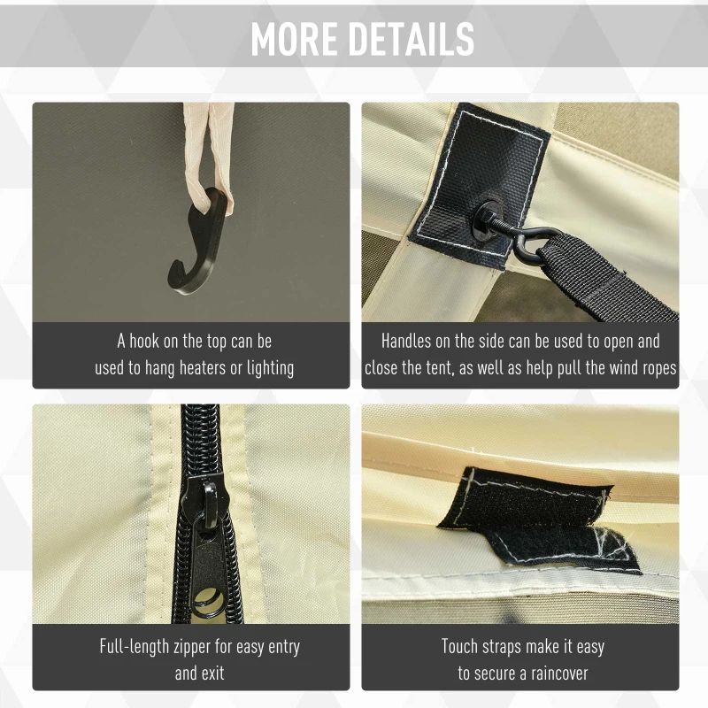 Outsunny Pop-Up Tent, Foldable Screen Tent with Carry Bag, Zippered Door and Ground Stakes, Fits 3-4 People, Beige