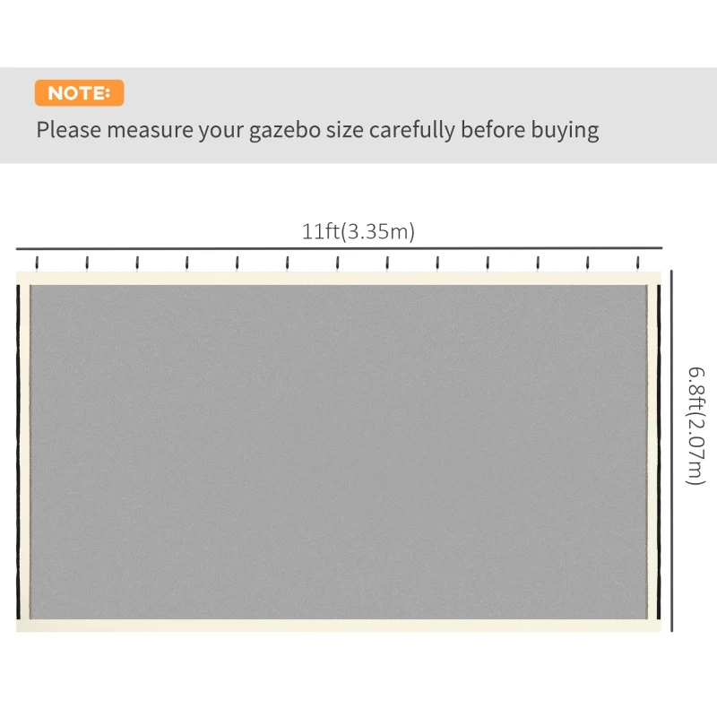Outsunny Replacement Mosquito Netting for Gazebo 10' x 12' Black Screen Walls for Canopy with Zippers, Cream White
