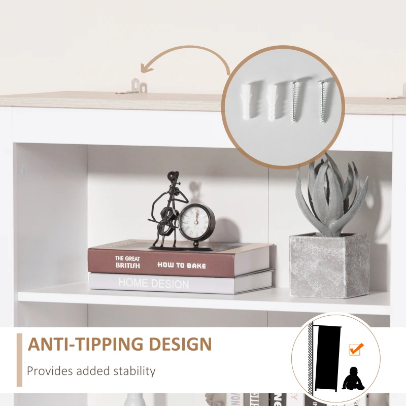 HOMCOM 70" Kitchen Hutch, Freestanding Storage Pantry Cabinet with 3-Tier Shelving, Sideboard with Adjustable Shelves and Open Countertop, White