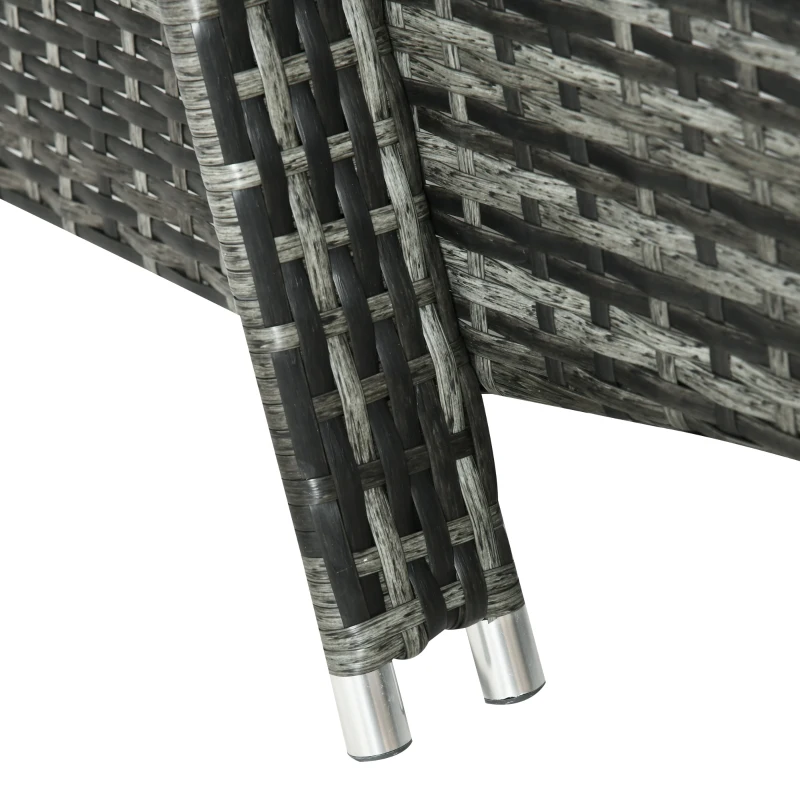 Outsunny Wicker Outdoor Chaise Lounge, 5-Level Adjustable Backrest PE Rattan Pool Lounge Chair with Wheels, Cushion & Headrest, Mixed Gray and Charcoal Gray