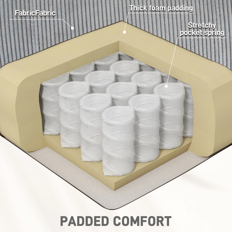 HOMCOM Manual Recliner Chair with Vibration Massage, Side Pockets, Corduroy Reclining Chair for Living Room, Grey