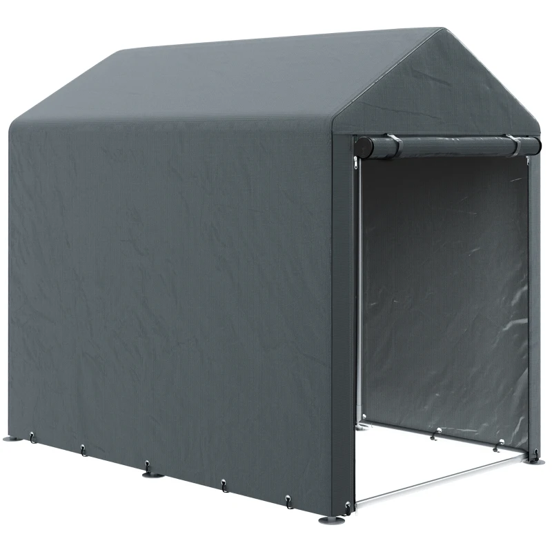 Outsunny 4 x 6ft Outdoor Storage Shed Tent, Portable Shed with Roll-up Door for Motorcycle, Bike, Garden Tools