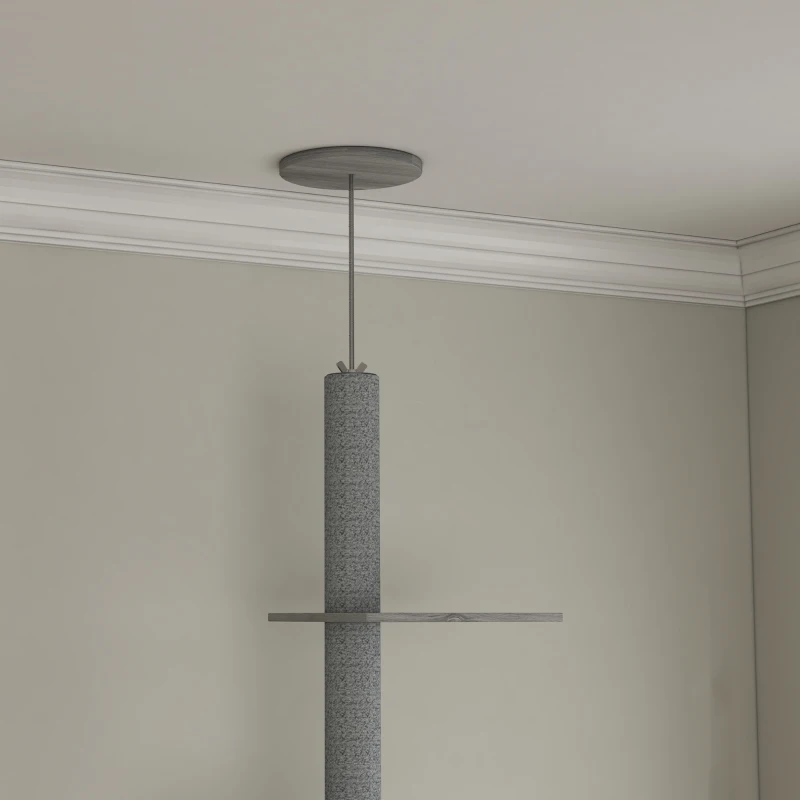 PawHut 2 in 1 Floor to Ceiling Cat Tree with Litter Box Enclosure, Condo, Bed, Hammock, Scratching Posts, and Platforms, Gray