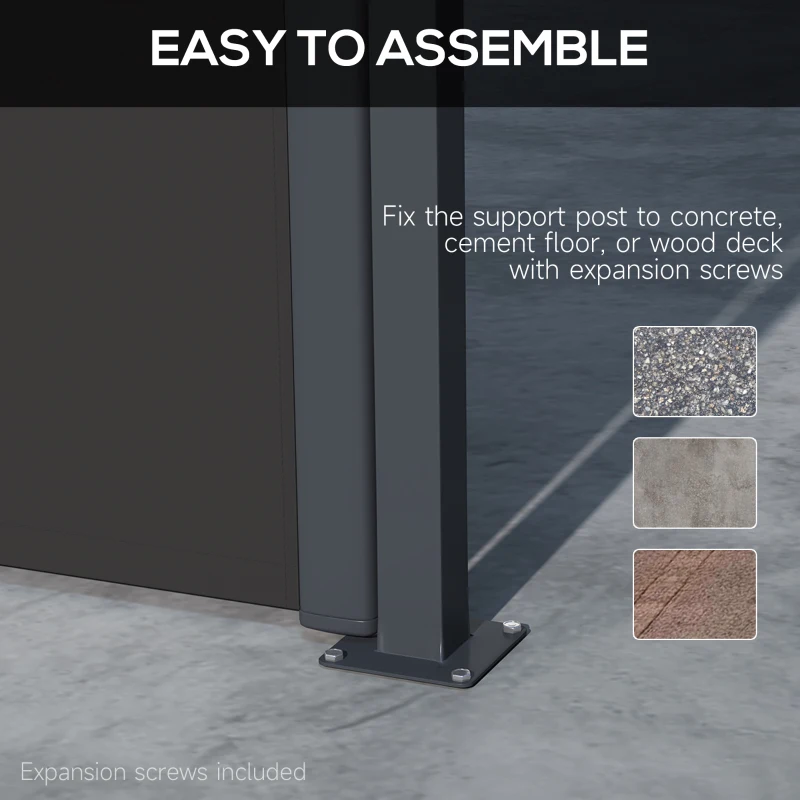 Outsunny 13' x 6' Retractable Side Awning, Outdoor Privacy Screen for Garden, Hot Tub, Balcony, Terrace, Pool, Black