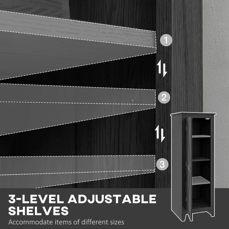 HOMCOM 48" Farmhouse Kitchen Pantry Storage Cabinet with Barn Door, Kitchen Pantry Cabinet with Adjustable Shelves, Black